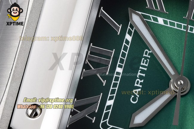 Santos De Cartier 35mm BVF Green/Roman on SS/SS Bracelet MY9039 Santos De Cartier 35mm BVF Green/Roman on SS/SS Bracelet MY9039