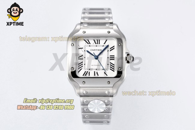 Santos De Cartier 35mm BVF White/Roman on SS/SS Bracelet MY9039 Santos De Cartier 35mm BVF White/Roman on SS/SS Bracelet MY9039