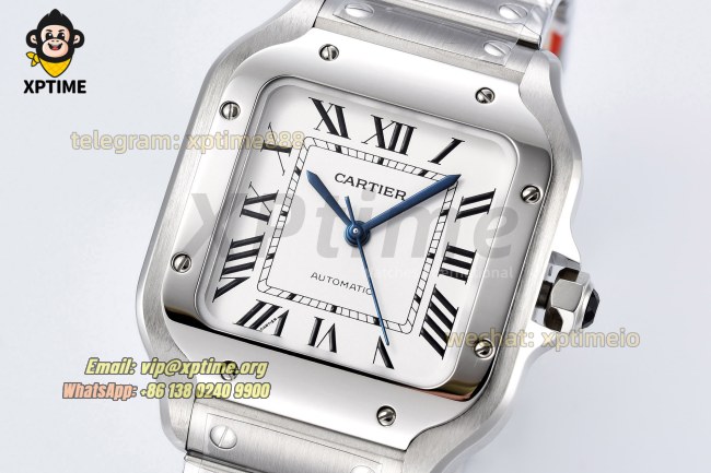 Santos De Cartier 35mm BVF White/Roman on SS/SS Bracelet MY9039 Santos De Cartier 35mm BVF White/Roman on SS/SS Bracelet MY9039