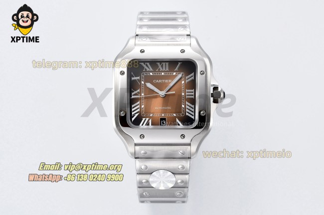 Santos De Cartier 40mm BVF Brown/Roman on SS/SS Bracelet MY9019 Santos De Cartier 40mm BVF Brown/Roman on SS/SS Bracelet MY9019