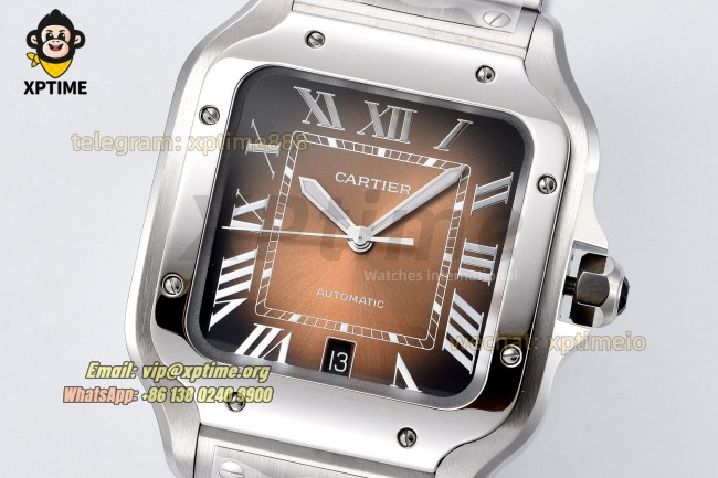 Santos De Cartier 40mm BVF Brown/Roman on SS/SS Bracelet MY9019 Santos De Cartier 40mm BVF Brown/Roman on SS/SS Bracelet MY9019