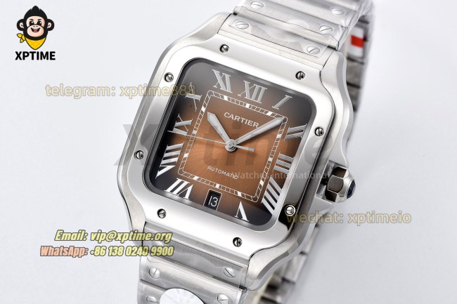Santos De Cartier 40mm BVF Brown/Roman on SS/SS Bracelet MY9019 Santos De Cartier 40mm BVF Brown/Roman on SS/SS Bracelet MY9019