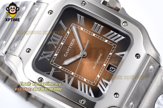 Santos De Cartier 40mm BVF Brown/Roman on SS/SS Bracelet MY9019 Santos De Cartier 40mm BVF Brown/Roman on SS/SS Bracelet MY9019
