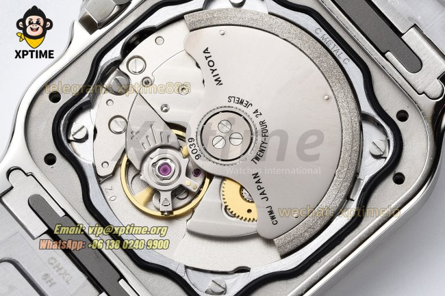 Santos De Cartier 35mm BVF Green/Roman on SS/SS Bracelet MY9039 Santos De Cartier 35mm BVF Green/Roman on SS/SS Bracelet MY9039