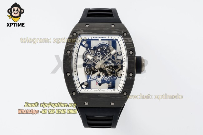 RM055 43mm KVF Carbon NTPT Sketelon White/Red on TI/RU Strap RMUL2 RM055 43mm KVF Carbon NTPT Sketelon White/Red on TI/RU Strap RMUL2