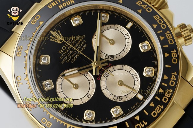 Daytona 126518 40mm QF Black YG/Diamond on YG/RU Strap SH4131 Super Clone Daytona 126518 40mm QF Black YG/Diamond on YG/RU Strap SH4131 Super Clone