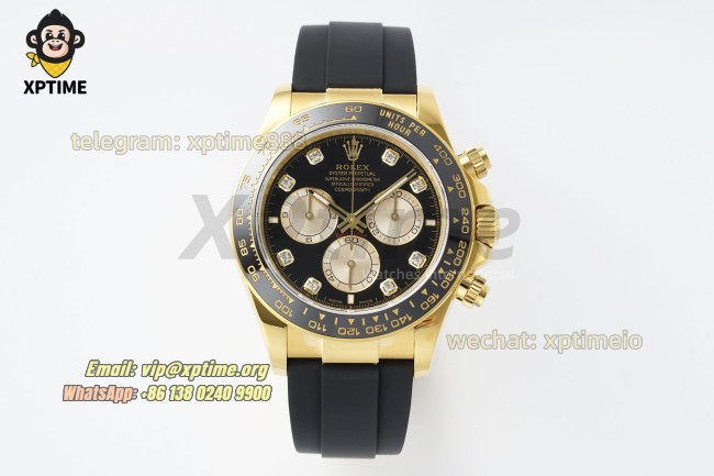 Daytona 126518 40mm QF Black YG/Diamond on YG/RU Strap SH4131 Super Clone (Weighted) Daytona 126518 40mm QF Black YG/Diamond on YG/RU Strap SH4131 Super Clone (Weighted)