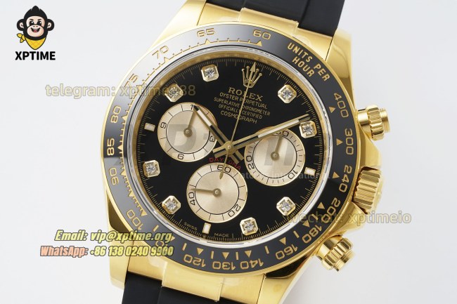 Daytona 126518 40mm QF Black YG/Diamond on YG/RU Strap SH4131 Super Clone (Weighted) Daytona 126518 40mm QF Black YG/Diamond on YG/RU Strap SH4131 Super Clone (Weighted)
