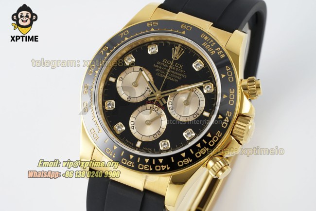 Daytona 126518 40mm QF Black YG/Diamond on YG/RU Strap SH4131 Super Clone (Weighted) Daytona 126518 40mm QF Black YG/Diamond on YG/RU Strap SH4131 Super Clone (Weighted)