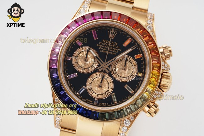 Daytona 40mm SONIC Black Rainbow/Diamond on RG/RG Bracelet SA4130 Super Clone Daytona 40mm SONIC Black Rainbow/Diamond on RG/RG Bracelet SA4130 Super Clone