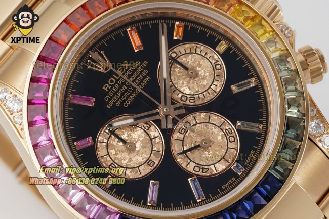 Daytona 40mm SONIC Black Rainbow/Diamond on RG/RG Bracelet SA4130 Super Clone Daytona 40mm SONIC Black Rainbow/Diamond on RG/RG Bracelet SA4130 Super Clone