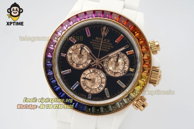 Daytona 40mm SONIC Black Rainbow/Diamond on White Ceramic Bracelet SA4130 Super Clone Daytona 40mm SONIC Black Rainbow/Diamond on White Ceramic Bracelet SA4130 Super Clone