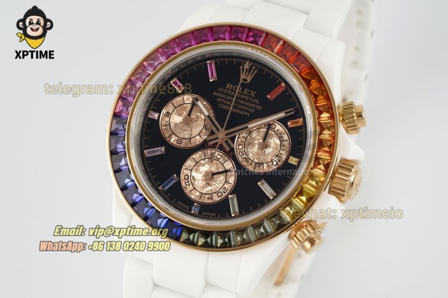 Daytona 40mm SONIC Black Rainbow/Diamond on White Ceramic Bracelet SA4130 Super Clone Daytona 40mm SONIC Black Rainbow/Diamond on White Ceramic Bracelet SA4130 Super Clone