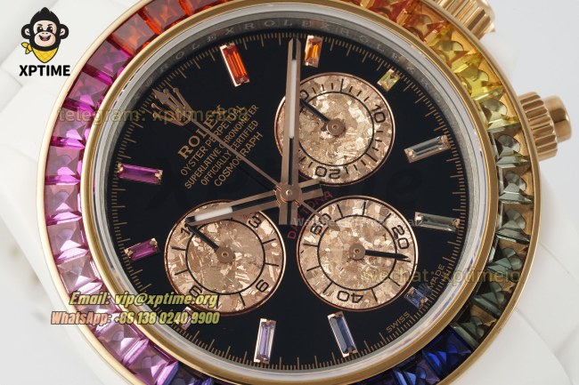 Daytona 40mm SONIC Black Rainbow/Diamond on White Ceramic Bracelet SA4130 Super Clone Daytona 40mm SONIC Black Rainbow/Diamond on White Ceramic Bracelet SA4130 Super Clone