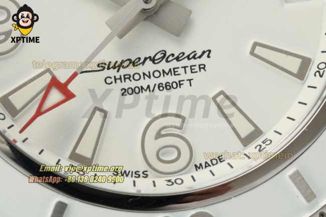 Superocean 44mm TF White/Stick & Numeral on SS/RU Bracelet A2824 Superocean 44mm TF White/Stick & Numeral on SS/RU Bracelet A2824