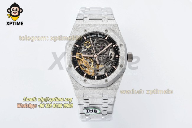 Royal Oak 15407 Frosted 41mm THBF Skeleton/Stick on SS/SS Bracelet SH3132 Super Clone Royal Oak 15407 Frosted 41mm THBF Skeleton/Stick on SS/SS Bracelet SH3132 Super Clone