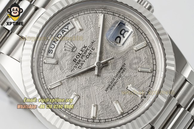DayDate 228239 40mm THBF Meteorite/Diamond Stick on SS/SS Bracelet SH3255 Super Clone (Weighted) DayDate 228239 40mm THBF Meteorite/Diamond Stick on SS/SS Bracelet SH3255 Super Clone (Weighted)