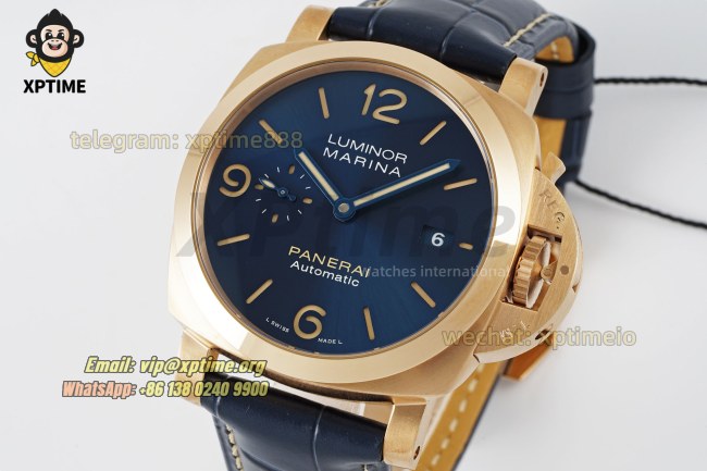 Luminor Marina PAM1114 44mm VSF Blue/Stick & Numeral on RG/LE Strap P9010 Super Clone