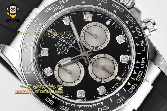 Daytona 126519 40mm VSF Black Gray/Diamond on SS/RU Strap DD4131 Super Clone Daytona 126519 40mm VSF Black Gray/Diamond on SS/RU Strap DD4131 Super Clone