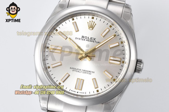 Oyster Perpetual 124300 41mm VSF Silver/Stick on SS/SS Bracelet VS3230 Super Clone Oyster Perpetual 124300 41mm VSF Silver/Stick on SS/SS Bracelet VS3230 Super Clone