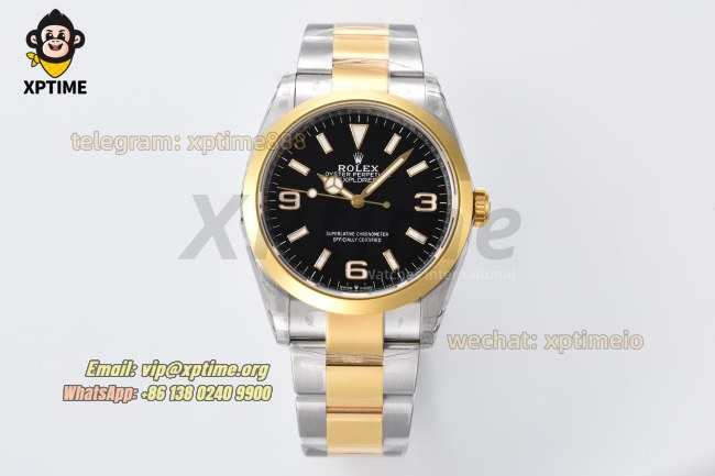 Explorer I 124273 36mm VSF Black/Stick & Numeral on YG/SS Bracelet VS3230 Super Clone Explorer I 124273 36mm VSF Black/Stick & Numeral on YG/SS Bracelet VS3230 Super Clone