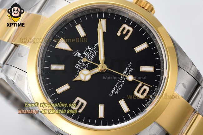 Explorer I 124273 36mm VSF Black/Stick & Numeral on YG/SS Bracelet VS3230 Super Clone Explorer I 124273 36mm VSF Black/Stick & Numeral on YG/SS Bracelet VS3230 Super Clone