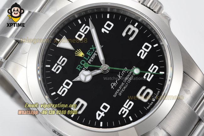 Airking 126900 40mm VSF Black/Numeral on SS Bracelet VS3230 Super Clone Airking 126900 40mm VSF Black/Numeral on SS Bracelet VS3230 Super Clone