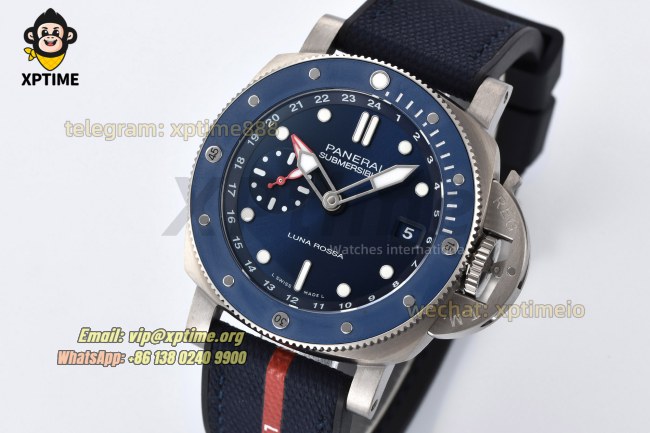 Submersible Luna Rossa GMT PAM1507 42mm VSF Blue/Dot on SS/RU Strap P900 Super Clone Submersible Luna Rossa GMT PAM1507 42mm VSF Blue/Dot on SS/RU Strap P900 Super Clone