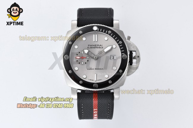 Submersible Luna Rossa PAM1681 44mm VSF Silver/Dot on SS/RU Strap P900 Super Clone Submersible Luna Rossa PAM1681 44mm VSF Silver/Dot on SS/RU Strap P900 Super Clone