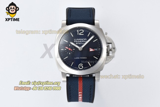 Luminor Bitempo GMT PAM1404 40mm VSF Blue/Stick Numeral on SS/NY Strap VSF P900 Luminor Bitempo GMT PAM1404 40mm VSF Blue/Stick Numeral on SS/NY Strap VSF P900