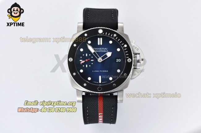 Submersible Luna Rossa PAM1565 42mm VSF Blue/Dot on SS/RU Strap P900 Super Clone Submersible Luna Rossa PAM1565 42mm VSF Blue/Dot on SS/RU Strap P900 Super Clone
