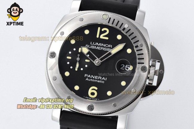 Submersible PAM1024 44mm VSF Black/Dot on SS/RU Strap OP XXX Super Clone Submersible PAM1024 44mm VSF Black/Dot on SS/RU Strap OP XXX Super Clone