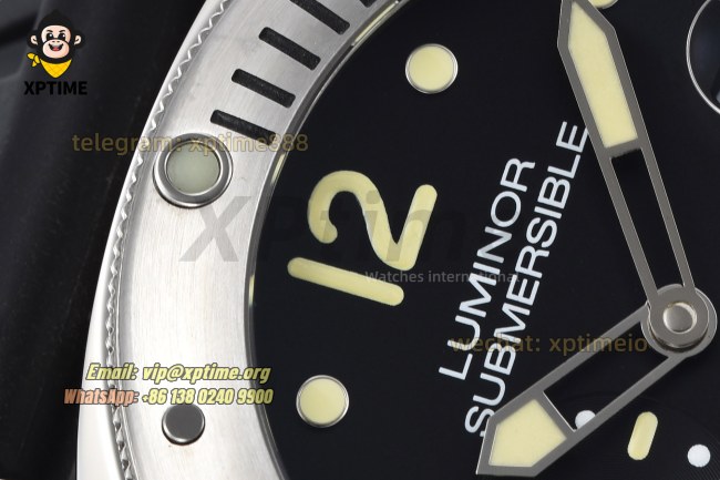 Submersible PAM1024 44mm VSF Black/Dot on SS/RU Strap OP XXX Super Clone Submersible PAM1024 44mm VSF Black/Dot on SS/RU Strap OP XXX Super Clone
