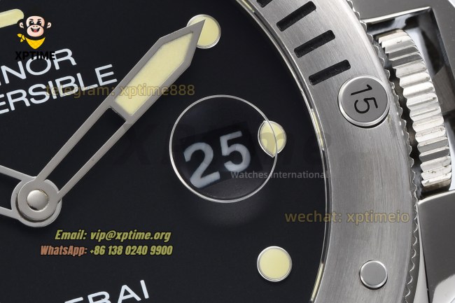 Submersible PAM1024 44mm VSF Black/Dot on SS/RU Strap OP XXX Super Clone Submersible PAM1024 44mm VSF Black/Dot on SS/RU Strap OP XXX Super Clone