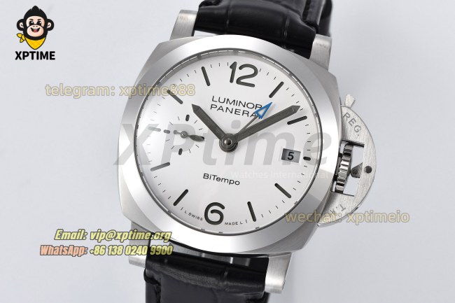 Luminor PAM1367 Bitempo GMT 40mm VSF White/Stick Numeral on SS/LE Strap P900 Super Clone Luminor PAM1367 Bitempo GMT 40mm VSF White/Stick Numeral on SS/LE Strap P900 Super Clone