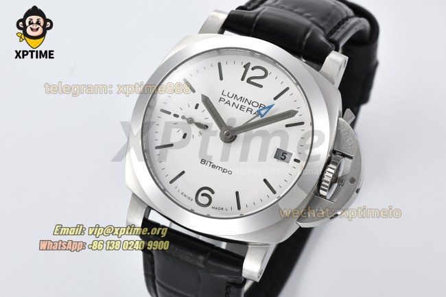 Luminor PAM1367 Bitempo GMT 40mm VSF White/Stick Numeral on SS/LE Strap P900 Super Clone Luminor PAM1367 Bitempo GMT 40mm VSF White/Stick Numeral on SS/LE Strap P900 Super Clone