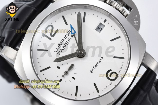 Luminor PAM1367 Bitempo GMT 40mm VSF White/Stick Numeral on SS/LE Strap P900 Super Clone Luminor PAM1367 Bitempo GMT 40mm VSF White/Stick Numeral on SS/LE Strap P900 Super Clone