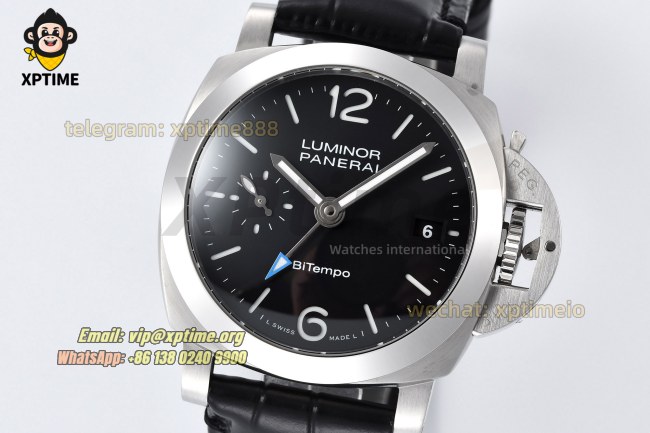 Luminor Bitempo GMT PAM1365 40mm VSF Black/Stick Numeral on SS/LE Strap P900 Super Clone Luminor Bitempo GMT PAM1365 40mm VSF Black/Stick Numeral on SS/LE Strap P900 Super Clone
