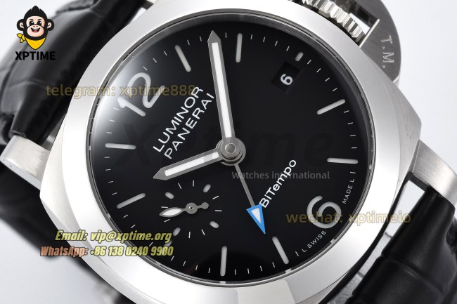 Luminor Bitempo GMT PAM1365 40mm VSF Black/Stick Numeral on SS/LE Strap P900 Super Clone Luminor Bitempo GMT PAM1365 40mm VSF Black/Stick Numeral on SS/LE Strap P900 Super Clone