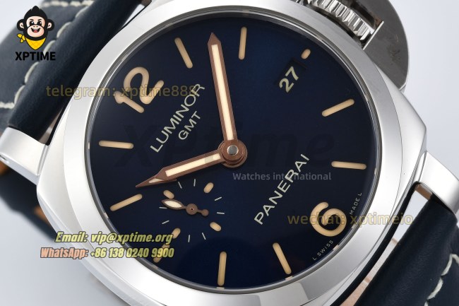 Luminor GMT PAM688 42mm VSF Blue/Stick Numeral on SS/LE Strap P9001 Super Clone Luminor GMT PAM688 42mm VSF Blue/Stick Numeral on SS/LE Strap P9001 Super Clone