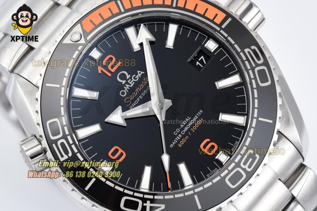 Planet Ocean 600M 43.5mm VSF Black/Stick with Orang Numeral on SS/SS Bracelet A8900 Super Clone Planet Ocean 600M 43.5mm VSF Black/Stick with Orang Numeral on SS/SS Bracelet A8900 Super Clone