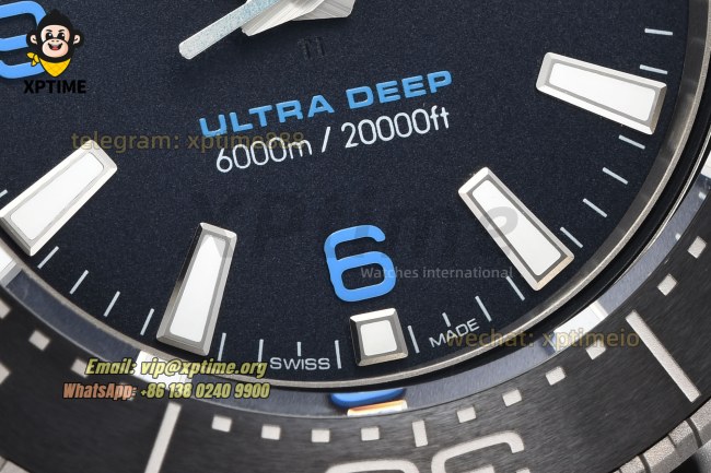 Planet Ocean Ultra Deep 45.5mm VSF Blue/Sticks & Numerals on SS/NA Strap A8912 Planet Ocean Ultra Deep 45.5mm VSF Blue/Sticks & Numerals on SS/NA Strap A8912