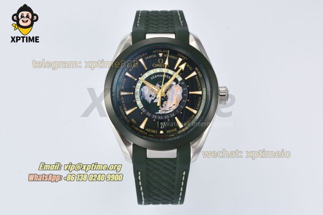 Aqua Terral 150M Worldtimer 43mm VSF Green/Stick on SS/RU Strap A8938 Super Clone Aqua Terral 150M Worldtimer 43mm VSF Green/Stick on SS/RU Strap A8938 Super Clone