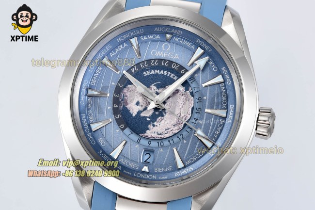 Aqua Terral 150M Worldtimer 43mm VSF Sky Blue/Stick on SS/RU Strap Calibre Super Clone Aqua Terral 150M Worldtimer 43mm VSF Sky Blue/Stick on SS/RU Strap Calibre Super Clone