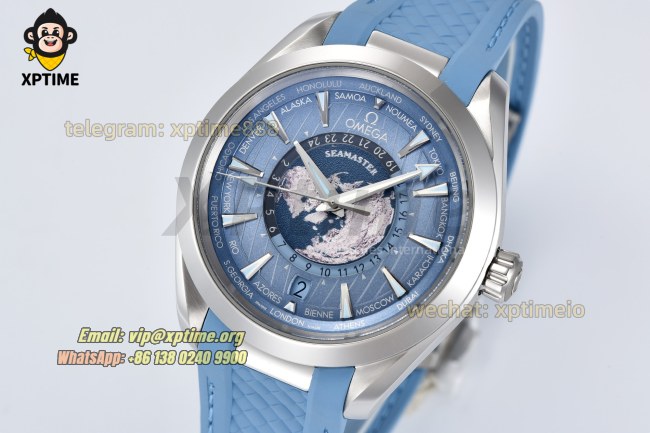 Aqua Terral 150M Worldtimer 43mm VSF Sky Blue/Stick on SS/RU Strap Calibre Super Clone Aqua Terral 150M Worldtimer 43mm VSF Sky Blue/Stick on SS/RU Strap Calibre Super Clone