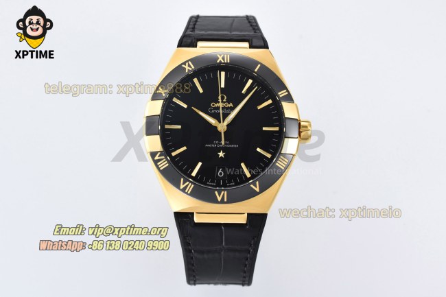 Constellation 41mm VSF Black/Stick on YG/LE Strap Super Clone A8900 Constellation 41mm VSF Black/Stick on YG/LE Strap Super Clone A8900