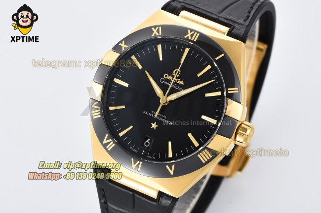 Constellation 41mm VSF Black/Stick on YG/LE Strap Super Clone A8900 Constellation 41mm VSF Black/Stick on YG/LE Strap Super Clone A8900