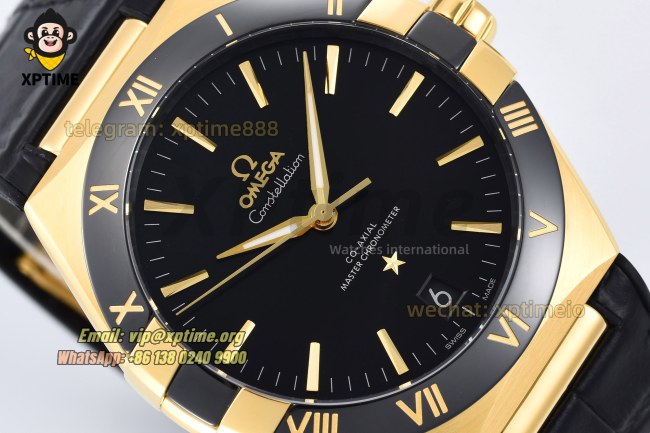 Constellation 41mm VSF Black/Stick on YG/LE Strap Super Clone A8900 Constellation 41mm VSF Black/Stick on YG/LE Strap Super Clone A8900