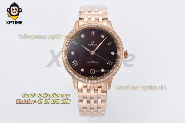 De Ville Prestige Ladies 34mm VSF Brown/Dimond & Roman on RG/RG Bracelet A8800 De Ville Prestige Ladies 34mm VSF Brown/Dimond & Roman on RG/RG Bracelet A8800