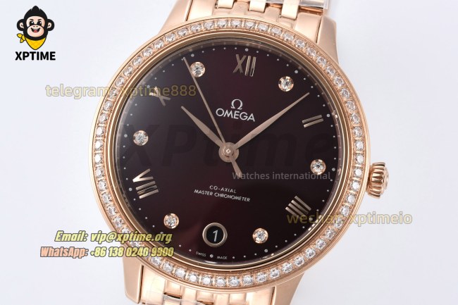 De Ville Prestige Ladies 34mm VSF Brown/Dimond & Roman on RG/RG Bracelet A8800 De Ville Prestige Ladies 34mm VSF Brown/Dimond & Roman on RG/RG Bracelet A8800